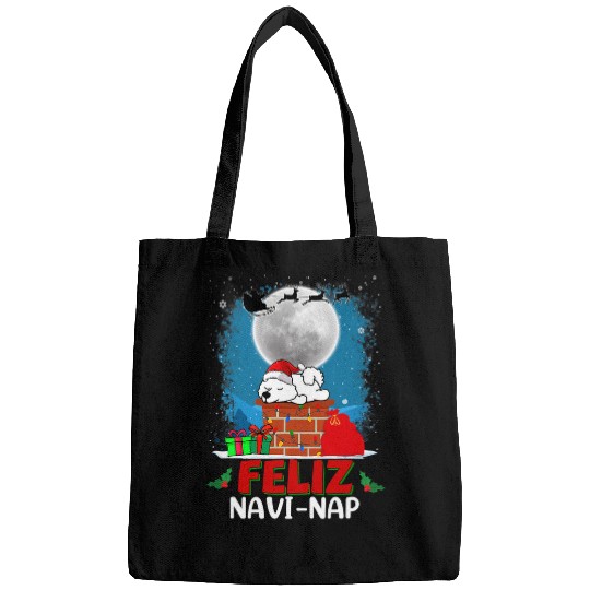 Dog Samoyed Feliz NaviNap Sleeping Samoyed Dog Lazy Animal Lover Xmas Bags