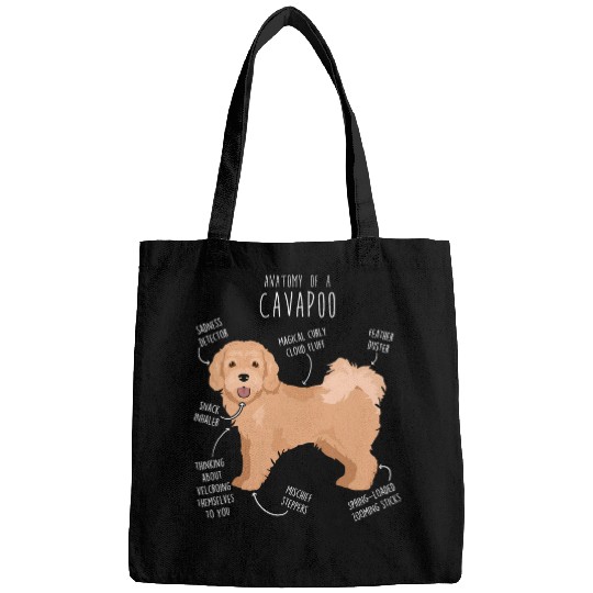 Cavapoo Dog Anatomy Cute Funny Tan Cavoodle Pet Mom Dog Dad 2 Bags