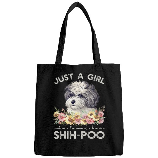 Just A Girl Who Loves Her Shihpoo Cute Shih Tzu Dog Lovers Bags
