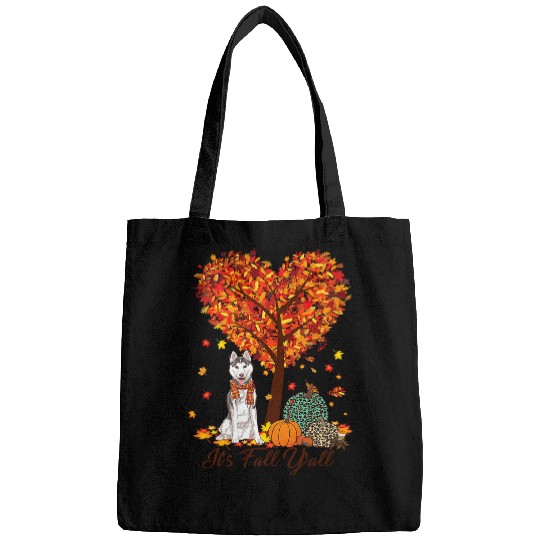 Dog Husky Its Fall YAll Funny Siberian Husky Autumn Dog Lover119 Bags