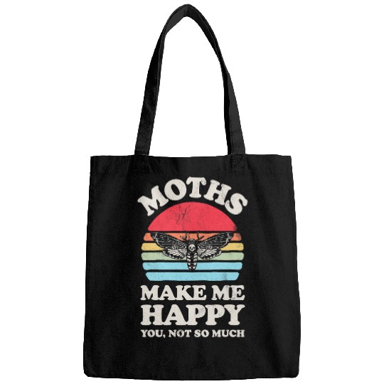 Moths Make Me Happy Funny Moth Insect Retro vintages Gifts Bags