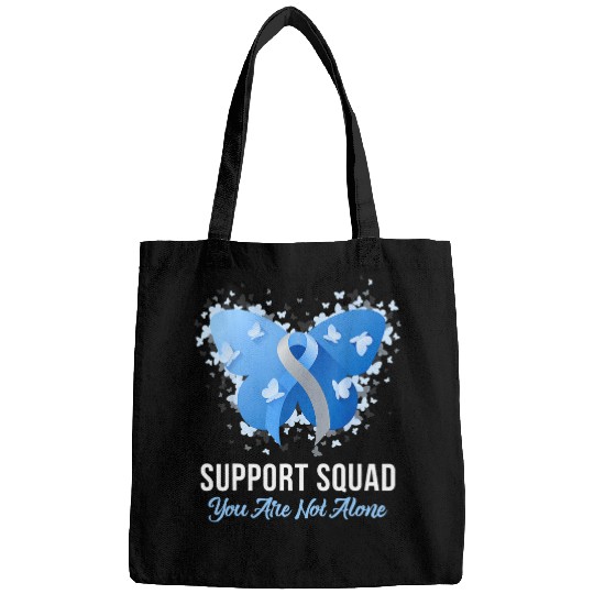 Support Squad diabetess Awareness Blue Ribbon Butterfly Bags