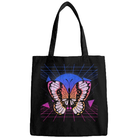 Synthwave Nature Insect Pretty Butterfly Retro Art Vaporwave Bags