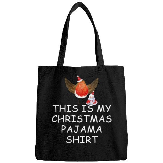 this is my christmas pajama 2christmas snowman robin Bags
