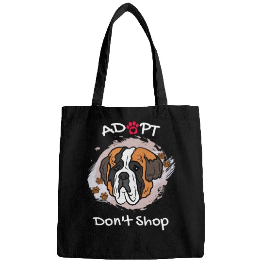 Cute Saint Bernard Dog Adopt Dont Shop Puppy Paws Art Bags