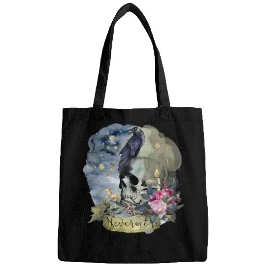 Nevermore Edgar Allen Poe Halloween Crow Trendy Fun Bags
