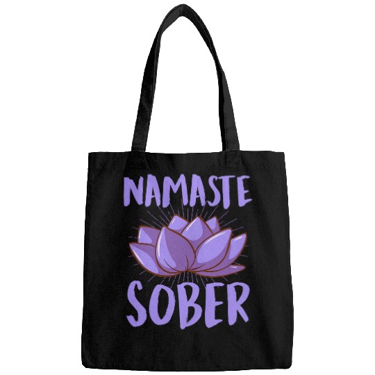 Namaste Sober Namastay Sober Inspirational Sobriety Lotus Bags