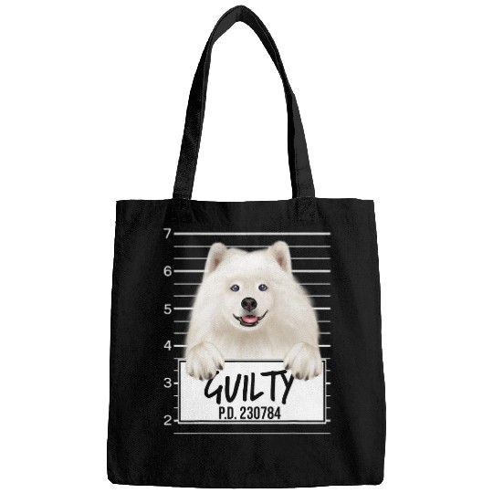 Dog Samoyed Funny Samoyed Mugshot Guilty Dog Bags