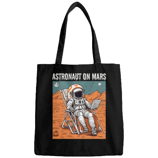 Halloween Astronaut resting on Mars in a beach chair Bags