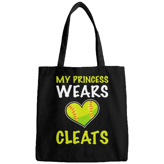 Softball Dad Mom My Princess Wears Cleats Softball Bags
