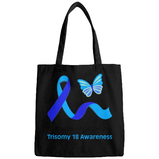 Trisomy 18 Awareness Butterfly Support Light Blue Ribbon 21 Bags