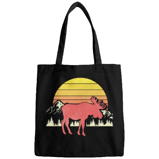 Retro Animal Elk Mountains Wildlife Nature Forest Moose Bags