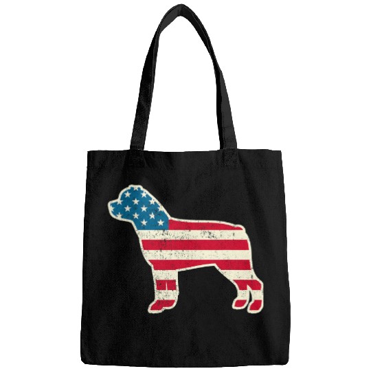 Dog Rottweiler 4th of July Rottweiler American Flag Dog USA Bags