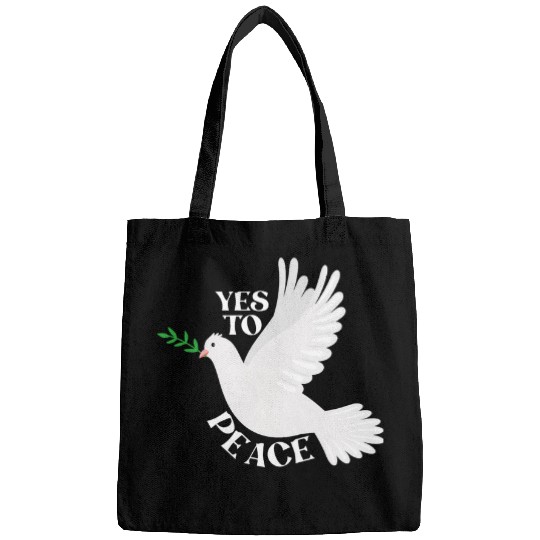Pigeon of peace Peaceful Dove with Olive Branch Yes To Peace Bags