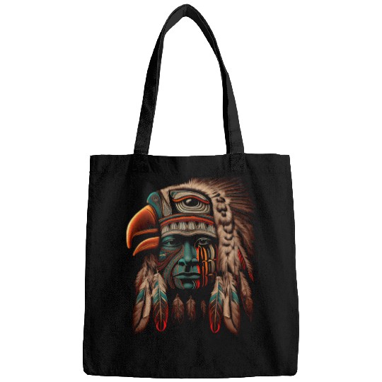 Macaw Native American Indian Northwest Tribal Graphic Tee Bags