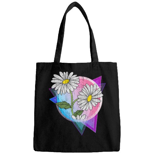Nature Garden Plant Vaporwave Aesthetic 80s Art Daisy Flower Bags