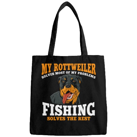 Dog Rottweiler And Fishing Design For Dog Lovers Bags