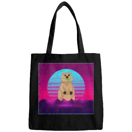 Retro 90s Art Australia Animal Cute quokkas Vaporwave Bags