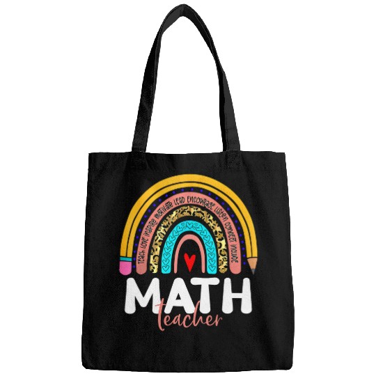 Math Teacher Leopard Rainbow Back To School Mathematique Bags