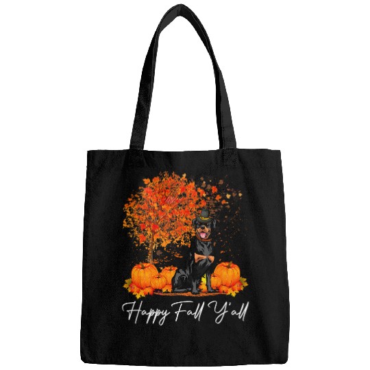 Dog Rottweiler Happy Fall YAll Pumpkin Rottweiler Dog Thanksgiving Bags