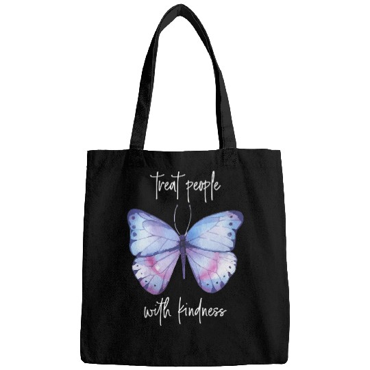 Treat People With Real Kindness Butterfly Saying Bags