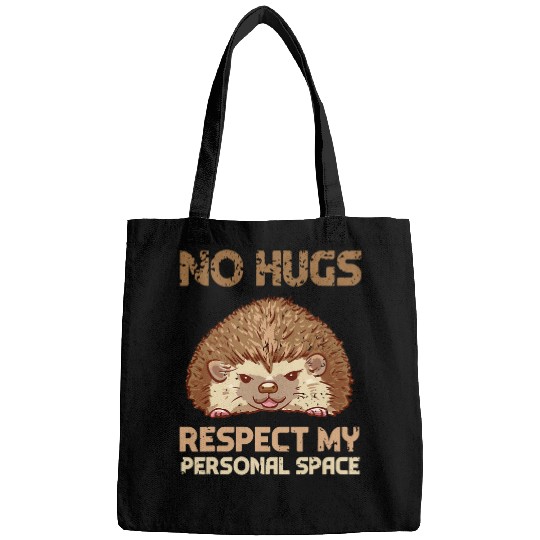 Lacrosse Gift No Hugs Funny Cute Hedgehogs Owner Antisocial Introvert Bags