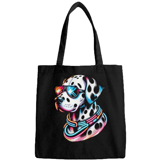 Cool Glass Wearing Dalmatian Dog Puppy Lover Retro 80s 90s Bags