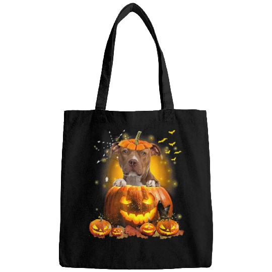 Bully Pumpkin Funny Cute Dog Lover Halloween 69 Pitbull Dog Bags