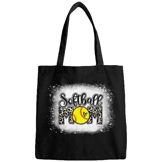 Softball Mom Leopard Print Bleached Distressed Trendy Mother 2 Bags