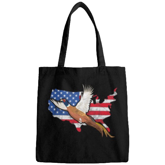 Pheasant Hunter American Flag Graphic Bird Hunting Vintage Bags