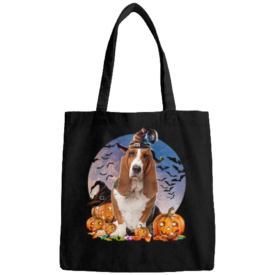 Dog Basset Hound Halloween Basset Hound Jack O Lantern Pumpkin Moon 51 Bags