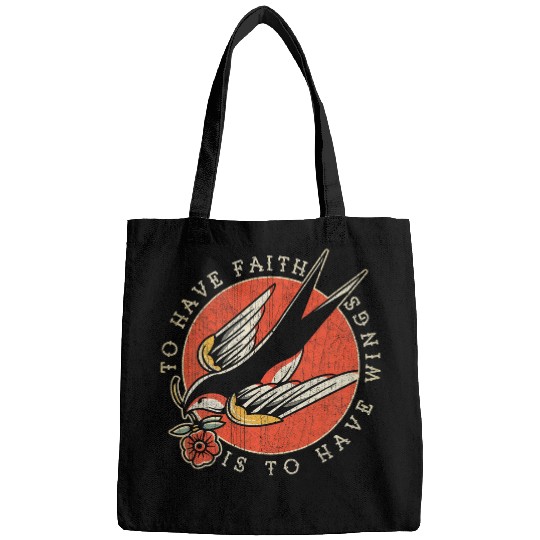 To Have Faith is to Have Wings Old School Swallow Tattoo Bags