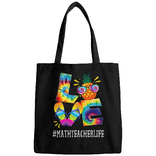 Math Teacher Love pineapples Summer Funny Off duty Tie Dye Bags