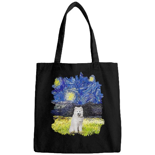 Dog Samoyed Starry Night Impressionist Dog Art Samoyed Bags