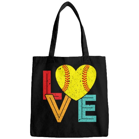 Love Softball Player vintages Softball Team Valentins Day Bags
