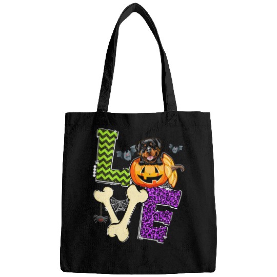 Dog Rottweiler Love Rottweiler Pumpkin Halloween Costume Bags