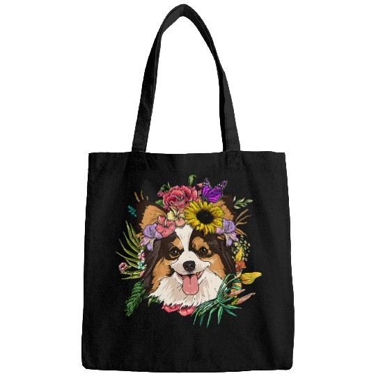 Dog Papillon Floral Papillon Dog Spring Nature Dog Lovers 470 Bags