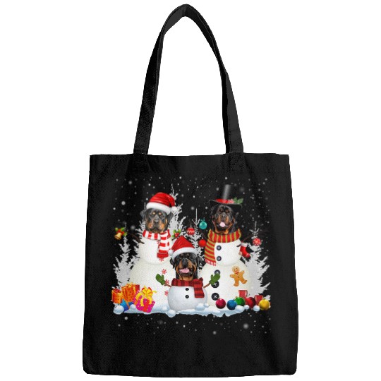 Dog Rottweiler Snowman Christmas Lights Santa Dog xmass Pajamas Bags