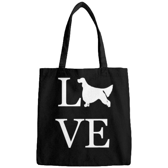 I Love English Setter Silhouette Dog Love White Graphic Pet Bags