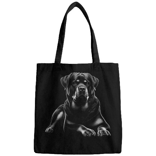 Rottweiler Dog in Lying Pose Drawing Style Bags