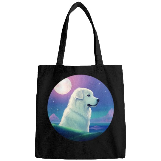 Discover Pastel Great Pyrenees Dog Aurora Sunset Bags