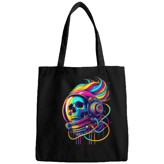 Discover Rainbow Astronaut Skull Space Lovers Cool Graphic Tee 4 Bags