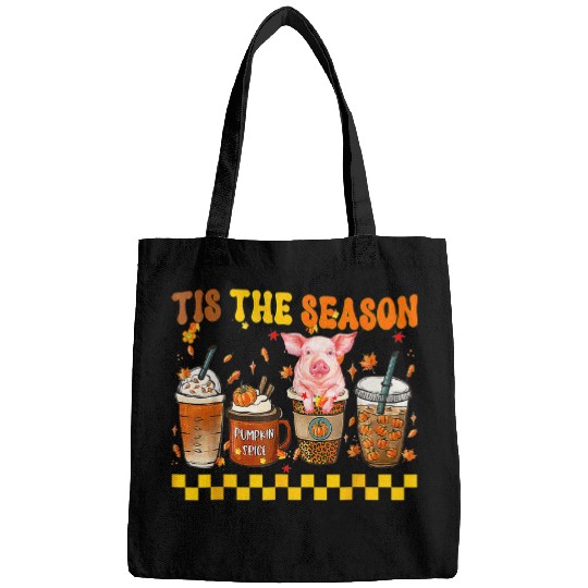 Tis The Season Coffee Pumpkin Pig Halloween Fall Bags