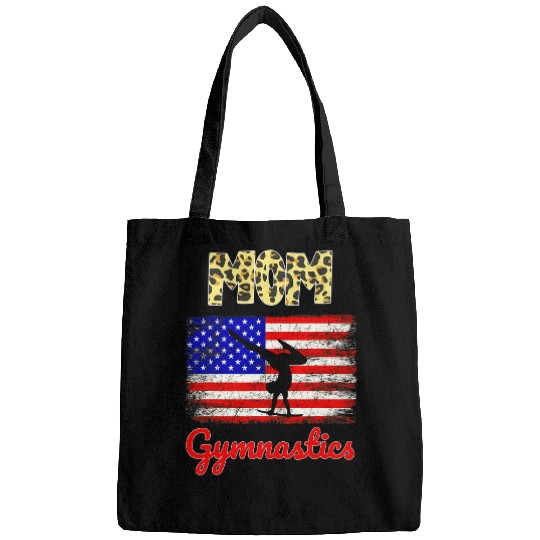 Mothers day Gymnastics Mom USA American Flag Bags