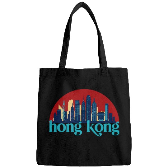 Hong Kong China vintages Retro City Skyline Cityscape Art Bags