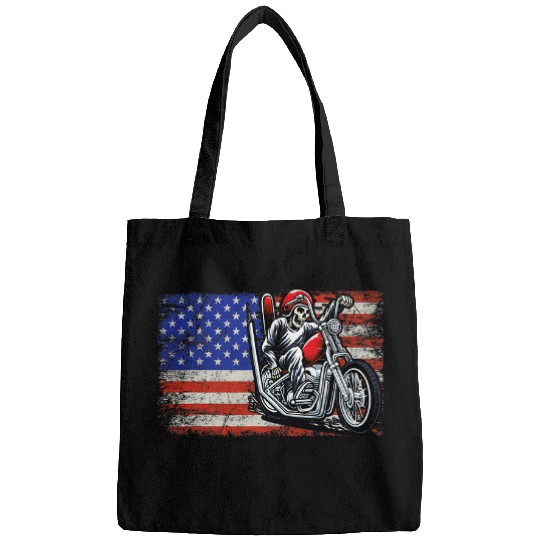 Discover Patriotic American Flag Motorcycle Rider Biker US Bags