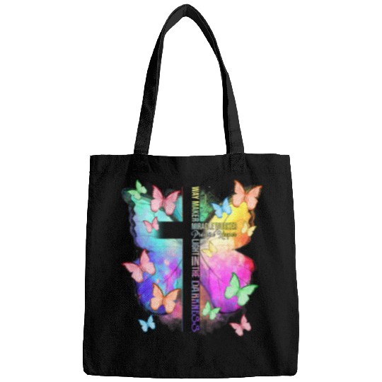 Way Maker Butterfly Half Cross Funny Christian Butterfly Tee Bags