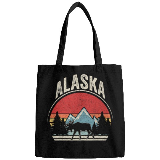 vintages Retro Alaska Mountains Wildlife Moose Bags