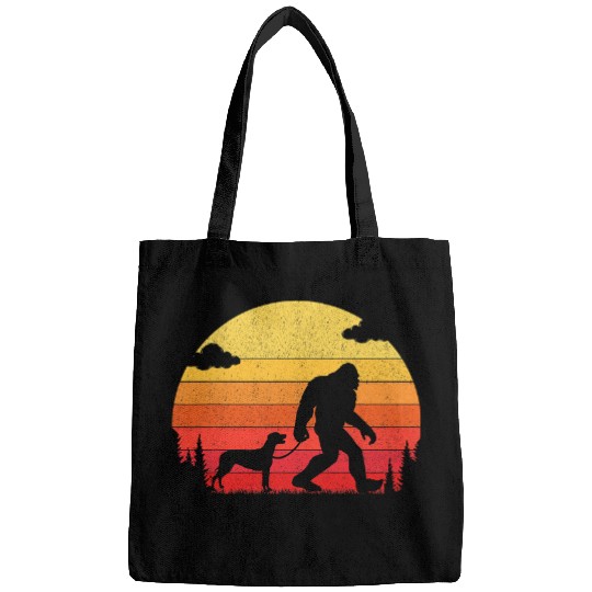 Retro bigfoots Silhouette Walking Rhodesian Ridgeback Dog Bags