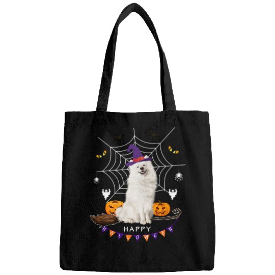 Dog Samoyed Witch Pumpkin Halloween Kids Mens Womens Dog Lover 107 Bags